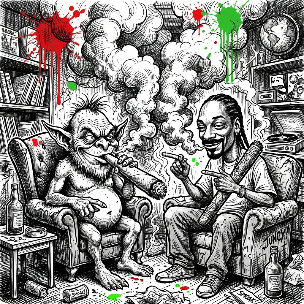 Snoop smoke session featuring the same JUNCY character in a different scene