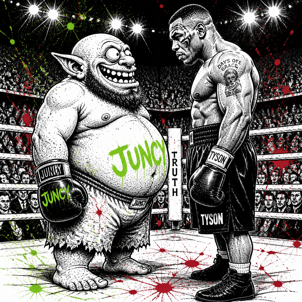Tyson ring war featuring the same JUNCY character in a different scene